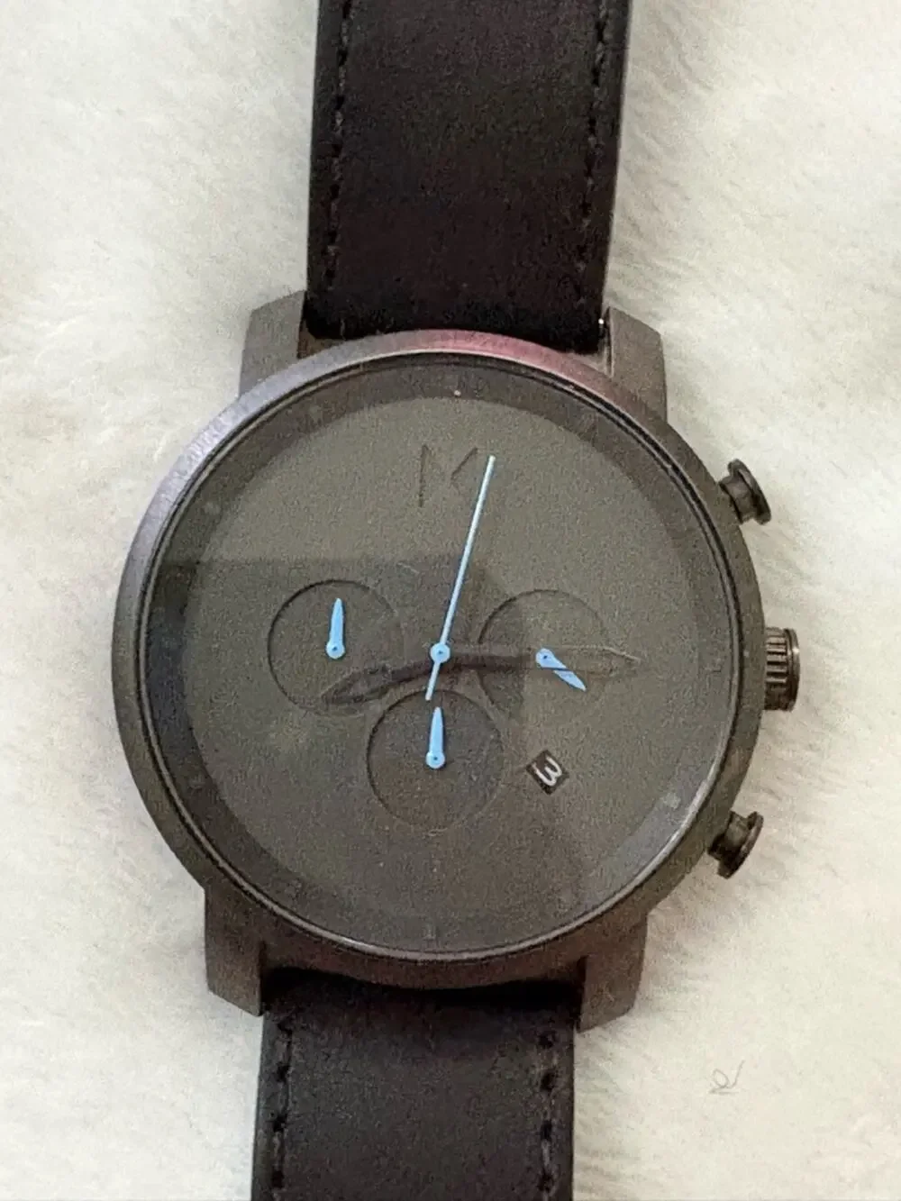MVMT Black Chronograph Style Watch Black Leather Band